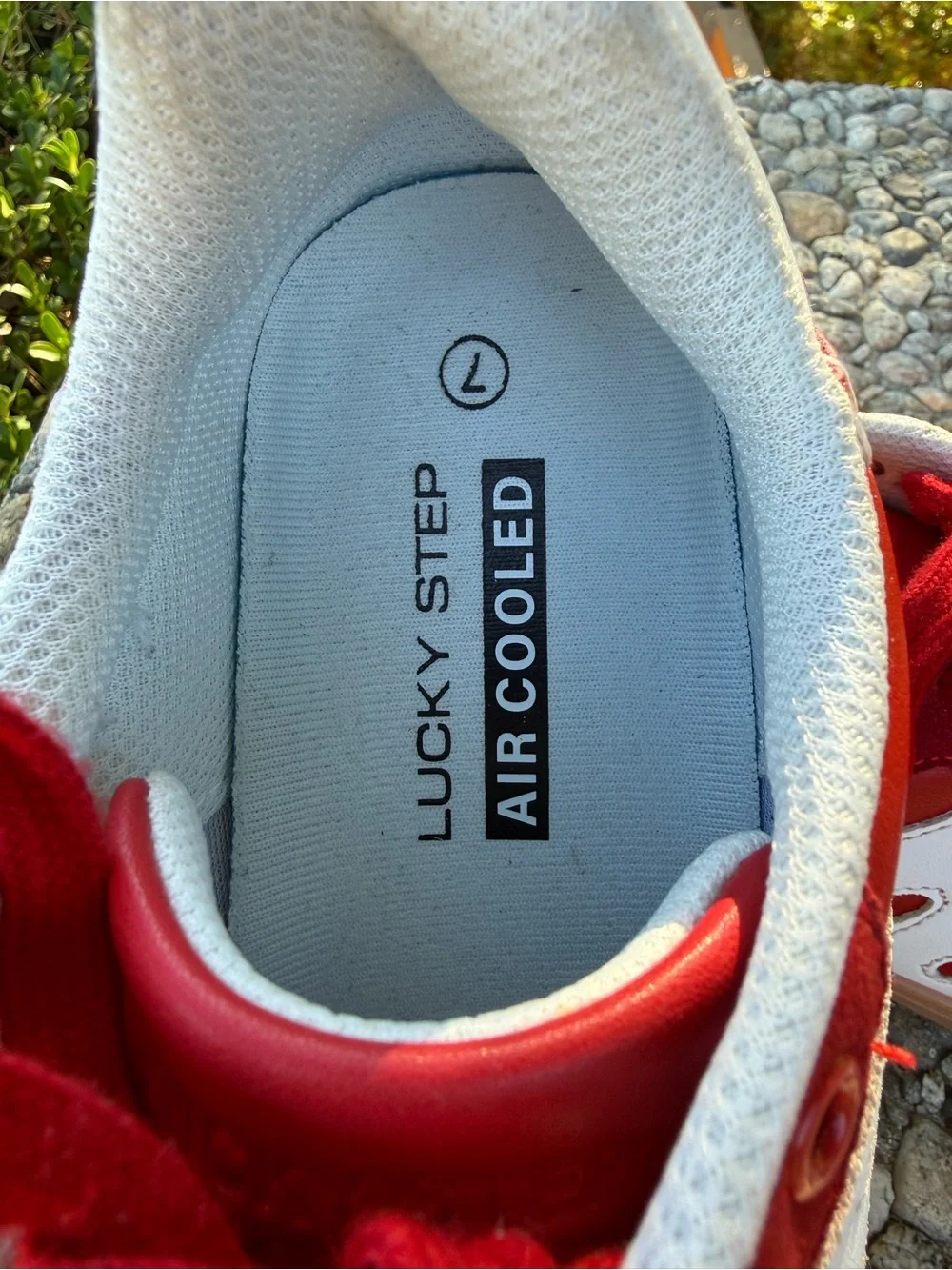 Women Red Athletic Sneakers with White Stripe